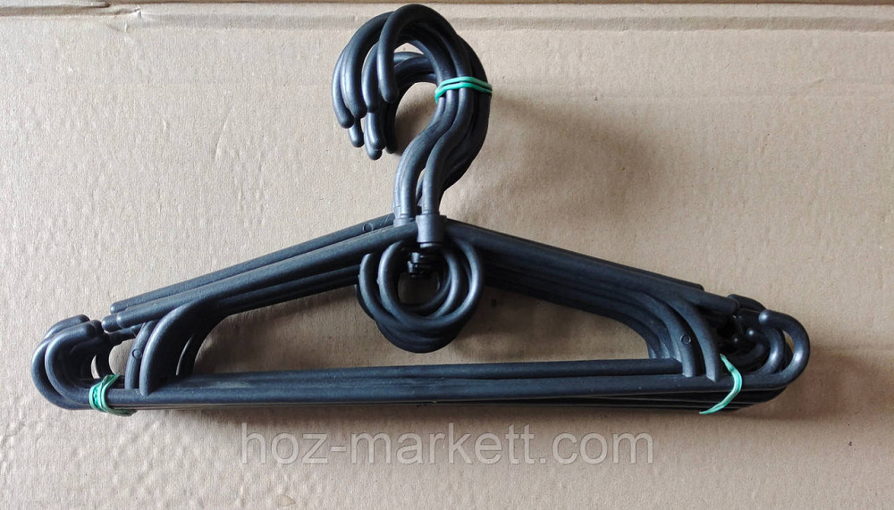 Дитячі вішалки плічка, тремпіль пластиковий із поворотним гачком чорний 32 см 10 шт. уп Польща Харків - фото 1