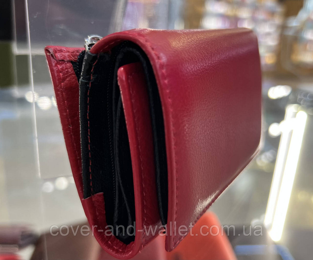 Маленький женский кожаный кошелек красного цвета на магнитах Helen Verde Киев - изображение 5