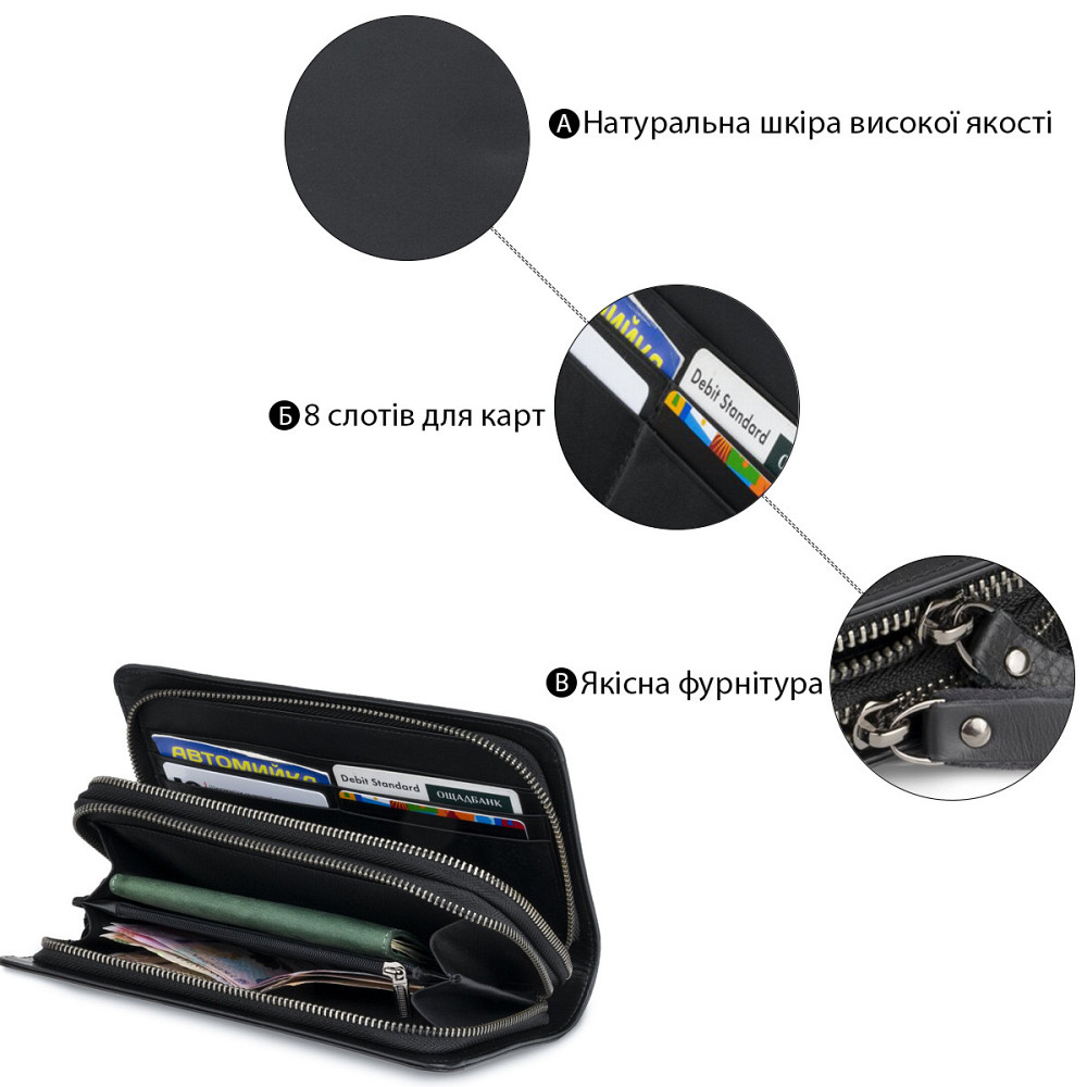 Мужской клатч-барсетка с ремешком на руку Vintage 14657 Черный Киев - изображение 4