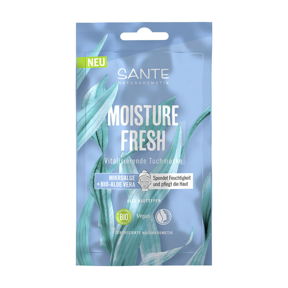 БІО-Маска тканинна для зволоження обличчя з Мікроводоростями та Алое MOISTURE FRESH SANTE 16 мл Київ - фото 1