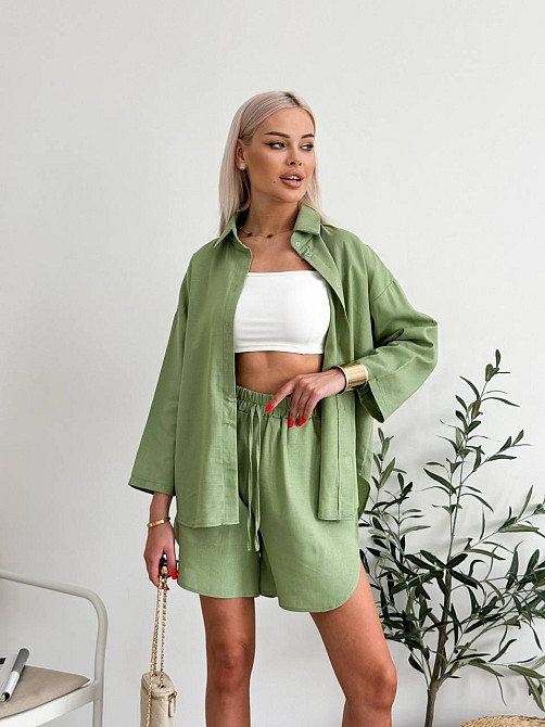 Костюм жіночий літній льон Хакі 48/52 Харків - фото 1