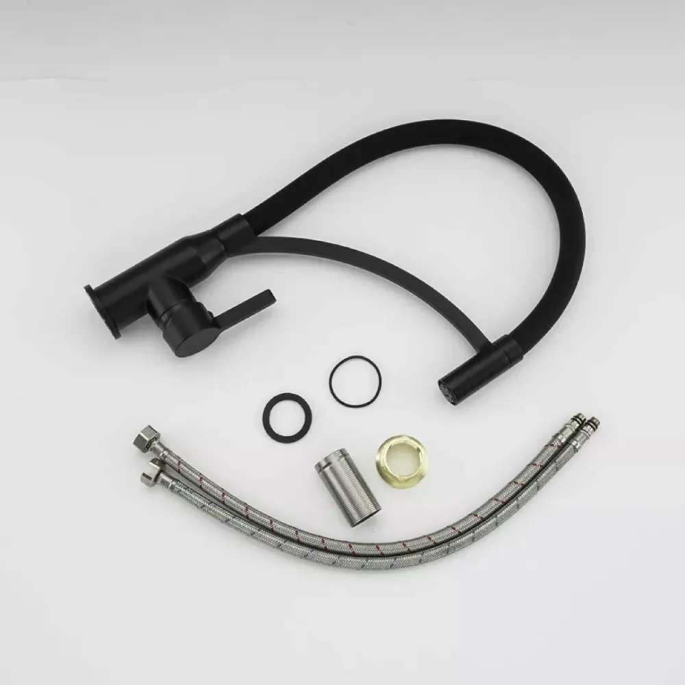 Змішувач для кухні Frap F4552-6 з гнучким виливом, чорний Київ - фото 5