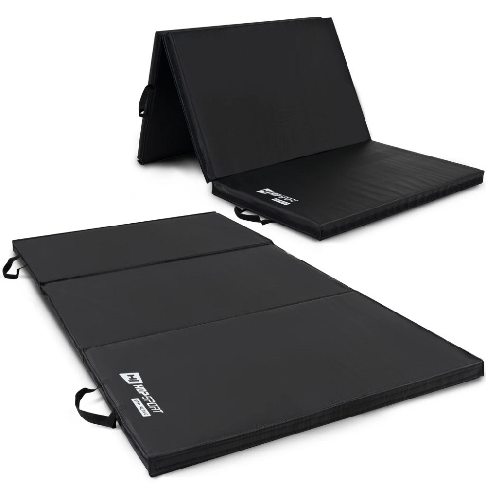 Спортивный складной гимнастический мат Hop-Sport 5 см черный для тренировок фитнеса акробатики дома и зала Киев - изображение 3