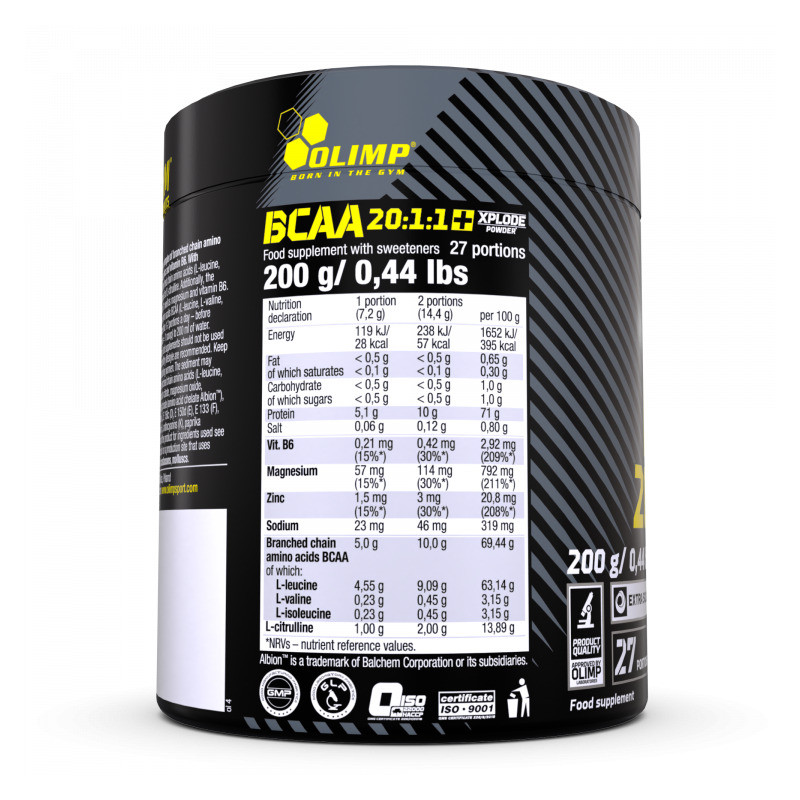 Аминокислоты Olimp BCAA 20:1:1 Xplode Powder 200 г, грейпфрут Луцк - изображение 2
