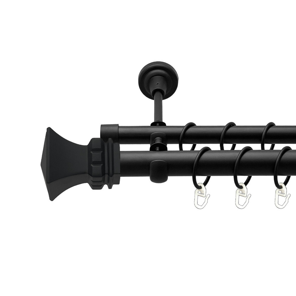 Карниз Orvit Емпорія металевий дворядний відкритий гладка труба кільце металеве Чорний Оксамит 25\19 мм 240 см (00-00024550) Львів - фото 1