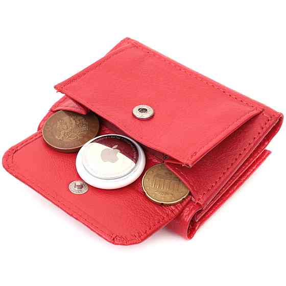 Компактное женское портмоне с монетницей из натуральной кожи Красный (ST Leather) Киев