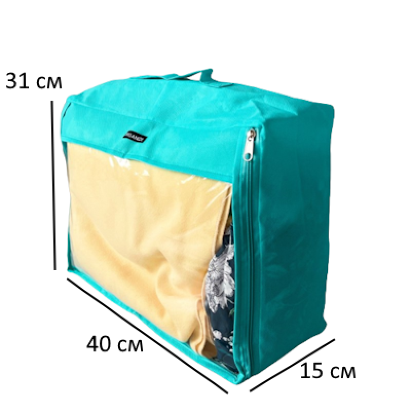 Большая дорожная сумка для вещей с ручкой и прозрачной вставкой P001 40x31x15 см (Лазурный) Сумы - изображение 2