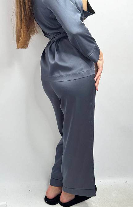 Піжама жіноча шовкова зі штанами Графітовий ч/к XL/2XL Харків - фото 5