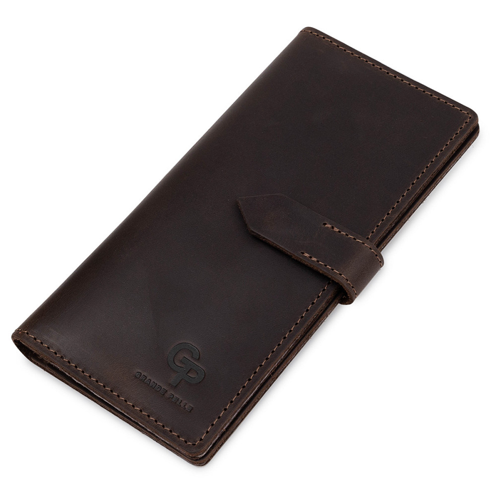 Кожаное мужское матовое портмоне Коричневый (GRANDE PELLE) Киев - изображение 11