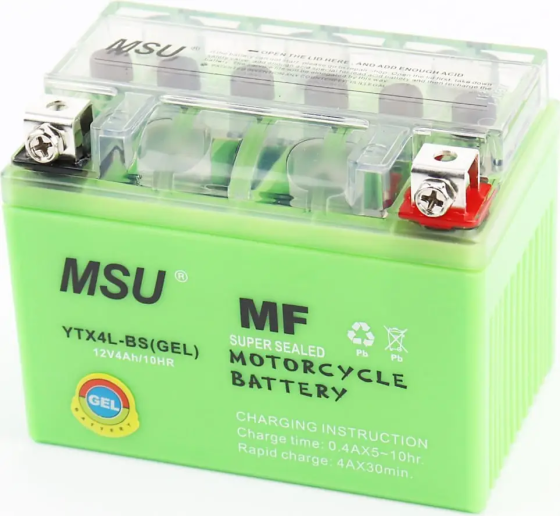 Аккумулятор мотоциклетный гелевый MSU YTX4L-BS 12V 4Ah Чортков