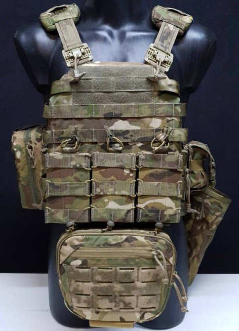 Тактический комплект плитоноска М6 с подсумками без плит (Мультикам пиксель) Винница - изображение 1
