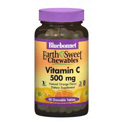 Витамин Bluebonnet Nutrition Витамин С, 500мг, Вкус Апельсина, Earth Sweet Chewables, 90 (BLB-00505) Винница