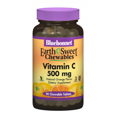 Витамин Bluebonnet Nutrition Витамин С, 500мг, Вкус Апельсина, Earth Sweet Chewables, 90 (BLB-00505) Винница - изображение 1