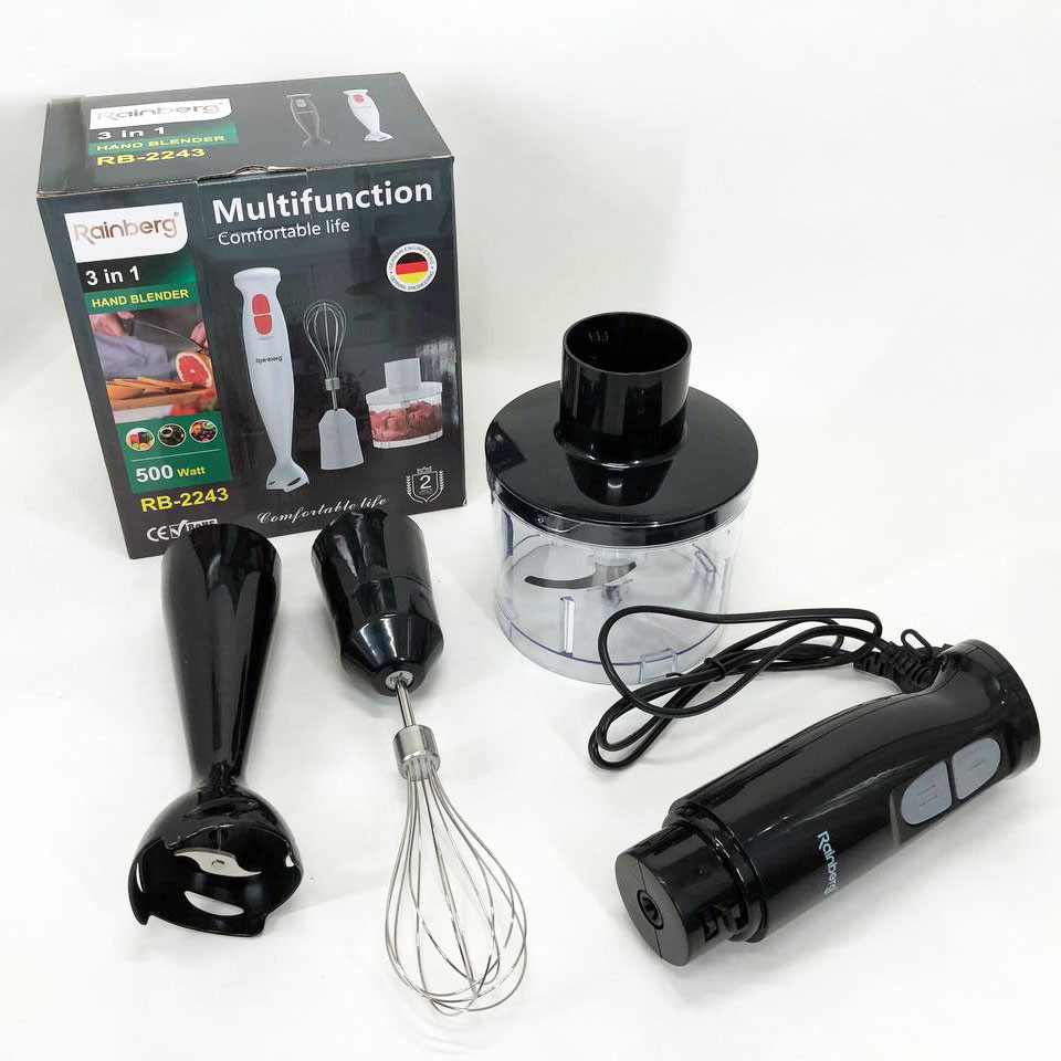 Блендер з тихим режимом Rainberg RB-2243, Блендер для кухні подрібнювач з чашею Блендери насадками CP-88 Львів - фото 9
