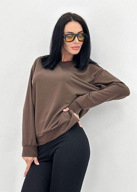 Базовий світшот з двонитки "Kaplan" оптом | Норма і батал 46-48, Шоколадний Київ - фото 2