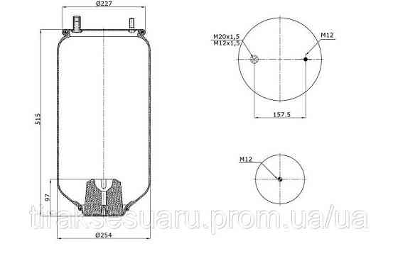 Пневморессора ROR FRUEHAUF без стакана 4159NP05 Пневморессора 4159NP05 без стакана Луцк