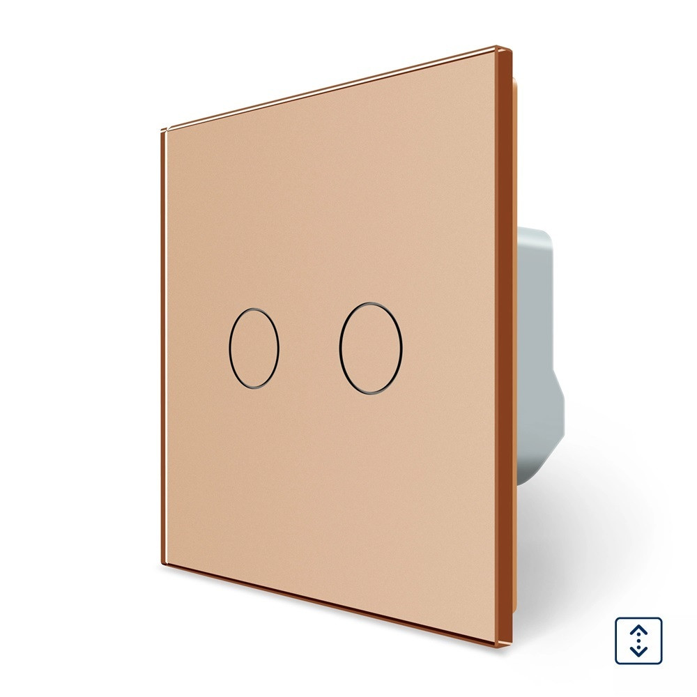 LIVOLO Сенсорний вимикач 2 сенсора для ролет штор воріт жалюзі Livolo золото скло (VL-C702W-13) Коломия - фото 1