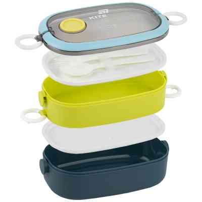 Ланч-бокс Kite подвійний з наповненням 1600 мл, синій (K25-1181-2) Винница