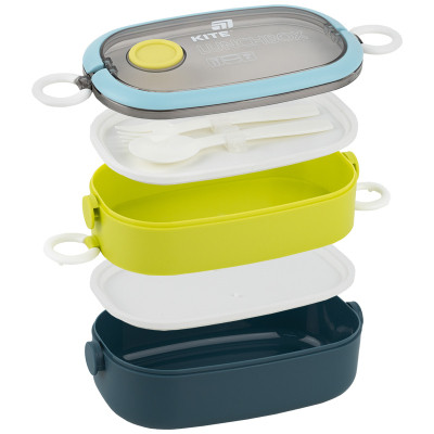 Ланч-бокс Kite подвійний з наповненням 1600 мл, синій (K25-1181-2) Винница - изображение 4