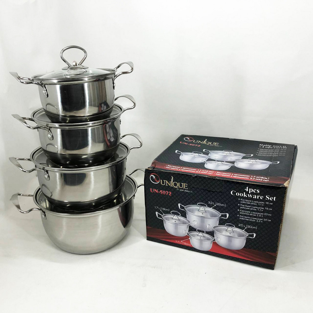 Набор кастрюль-сотейников Unique UN-5072, Набор посуды для любых плит Хороший кастрюль AF-32 Львов - изображение 5