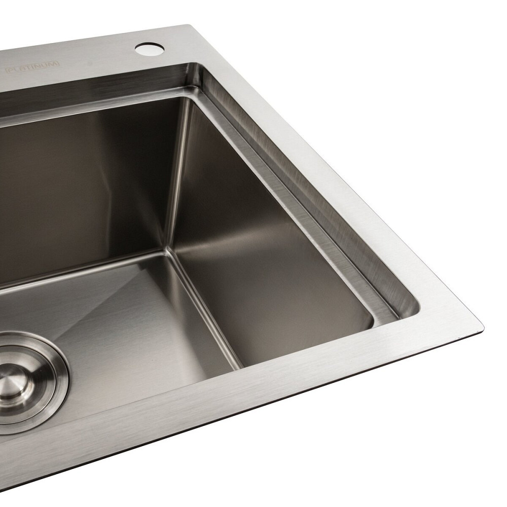 PLATINUM Кухонна мийка нержавійка 78*43 R Platinum Handmade (два отвори, круглий сифон 3,0/0,8) Киев - изображение 4