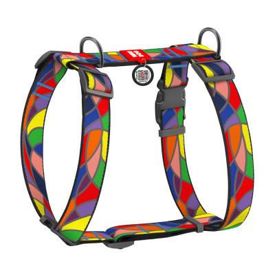 Шлея для собак WAUDOG Nylon анатомічна H-подібна з QR-паспортом "Вітраж" пластиковий фастекс XL (323-0051) Вінниця - фото 1