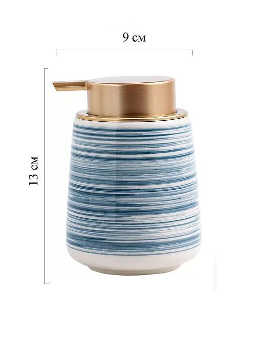 Дозатор керамический для жидкого мыла, моющих средств Bathlux 400 мл, для ванной и кухни Синий Каменец-Подольский - изображение 2