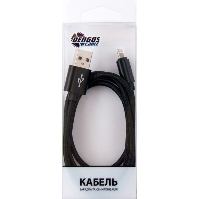 Дата кабель USB 2.0 AM to Lightning 1.0m black Dengos (NTK-L-MT-BLACK) Вінниця - фото 3