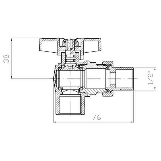 Кран з американкою кутовий KOER EXTREME KE.228-15 - 1/2" ручка "метелик" червона (KR5763) Київ