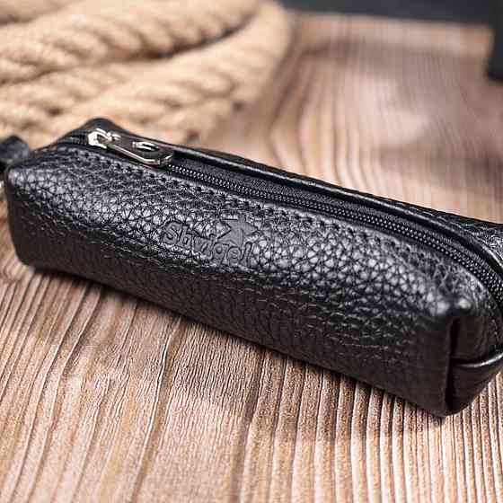 Вместительная ключница унисекс из натуральной кожи Черная (SHVIGEL) Киев