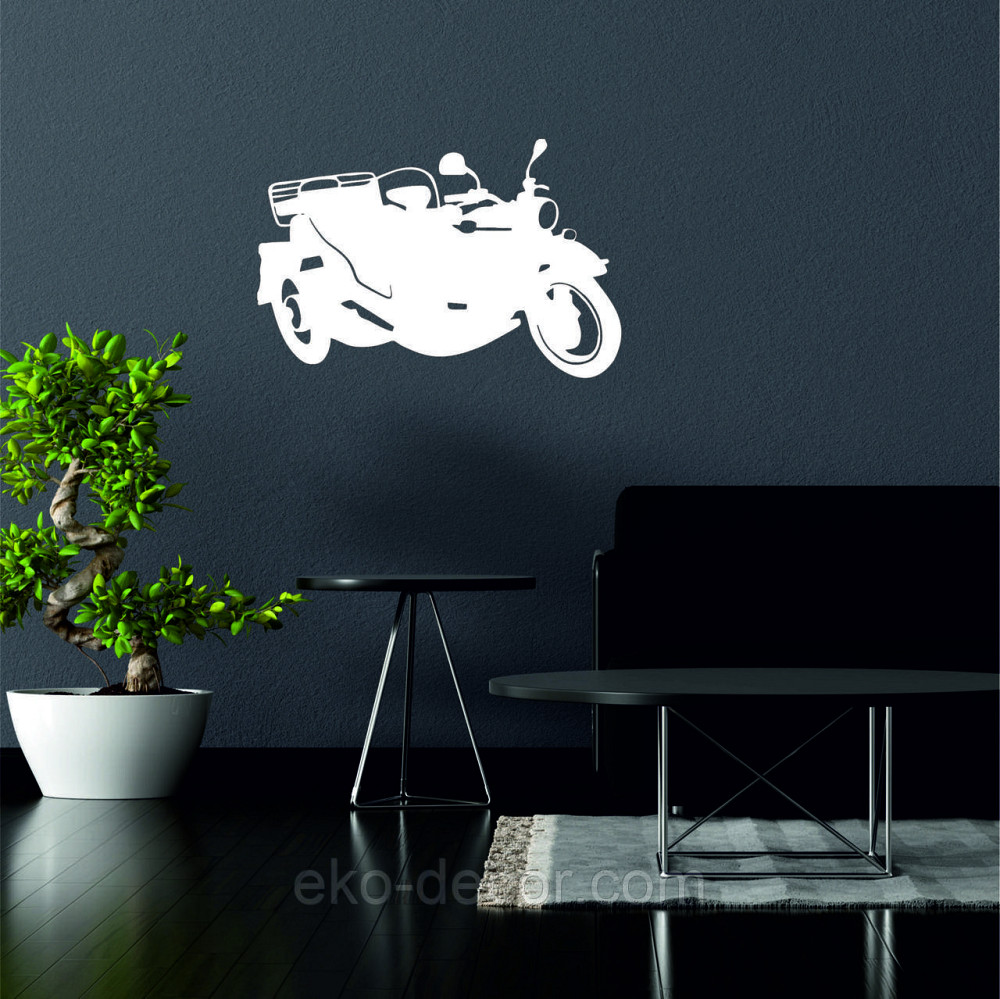 Декоративное настенное Панно «Мотоцыкл с коляской» Декор на стену 70*45 см, Белый Киев - изображение 3