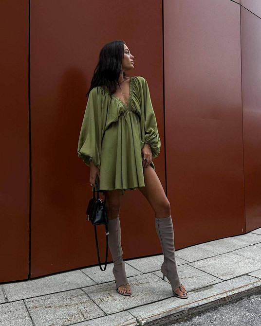 Женское легкое мини платье свободного кроя креп жатка Одесса - изображение 5