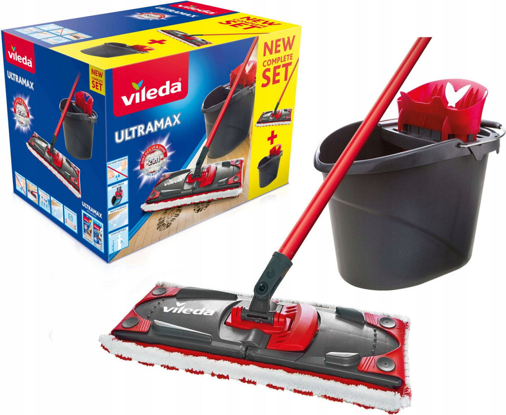 Набір для прибирання Відро 10 літрів з віджимом та плоска швабра Vileda "UltraMax Box" (155737) Нововолинськ - фото 1