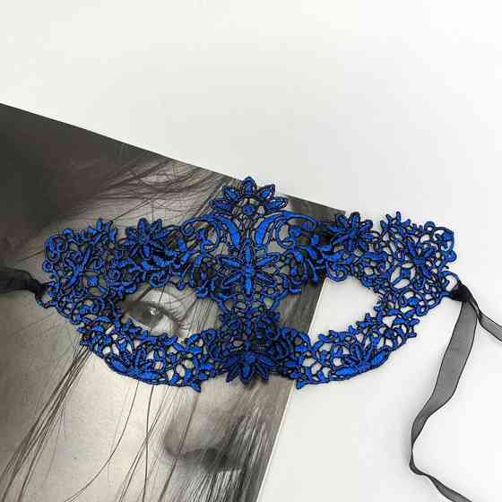 Маска із мережива маскарадна на лице one size синій Київ