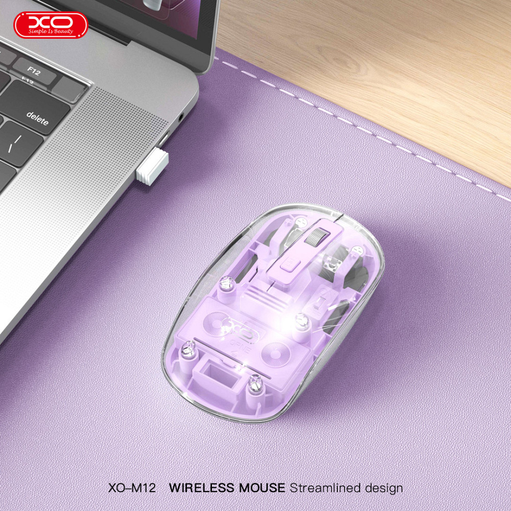 Миша XO M12 Bluetooth wireless transparent Purple (7106510) Київ - фото 4