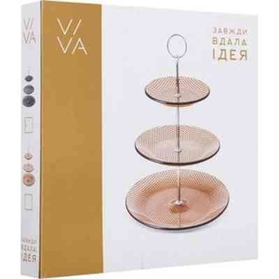 Фруктовница Viva Monaco Триярусна 25 / 20 / 15 см Чорна (S3020T/S3-Black) Винница