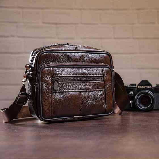 Сумка мужская флотар кожаная Vintage 14988 Коричневая Киев