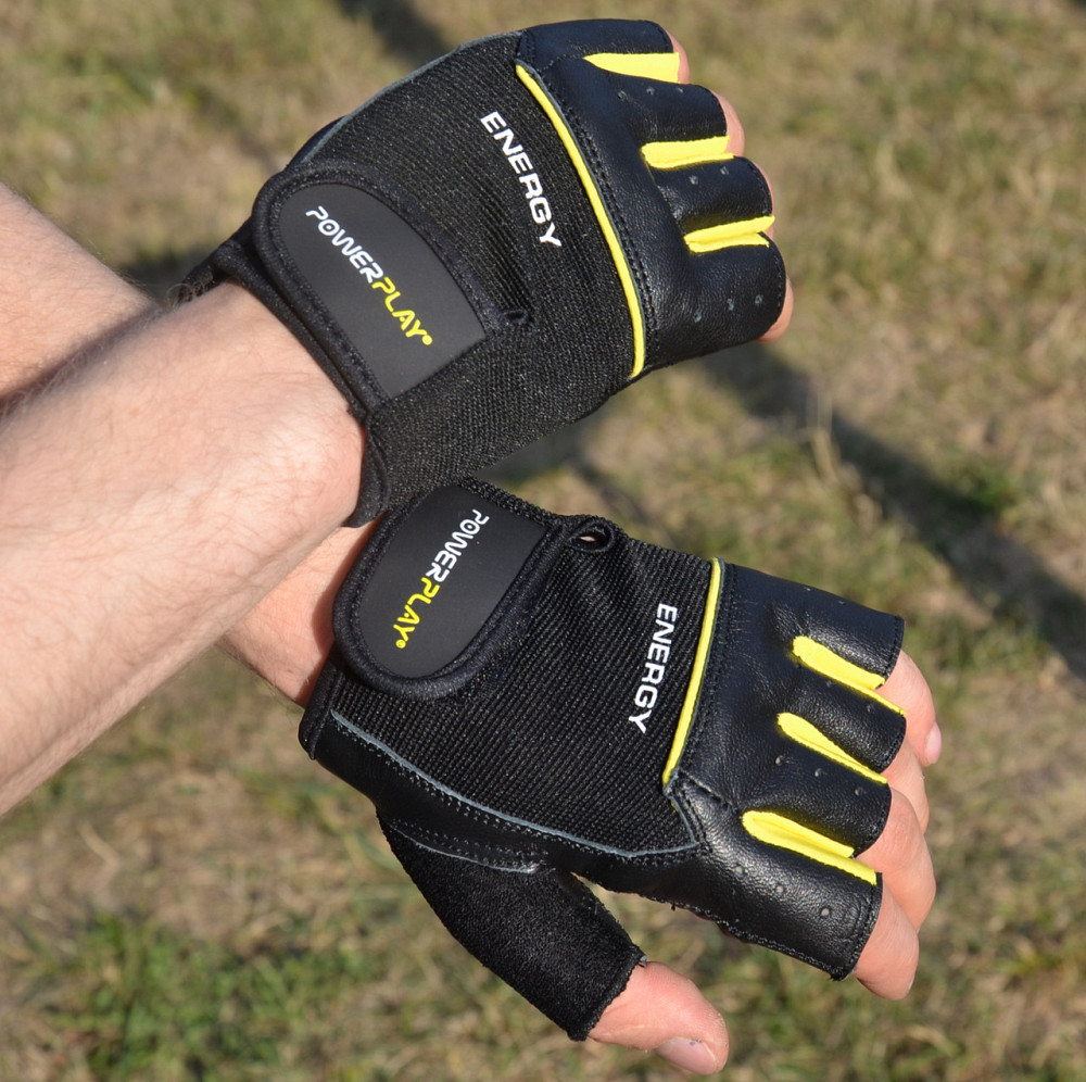 Рукавички для фітнесу PowerPlay 9058 Energy чорно-жовті S Каменское - изображение 6