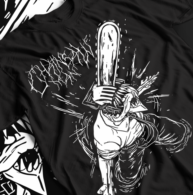 Футболка з аніме принтом Людина-бензопила оверсайз (S/M/L) Чорний AnimeJ0632 Дніпро - фото 1