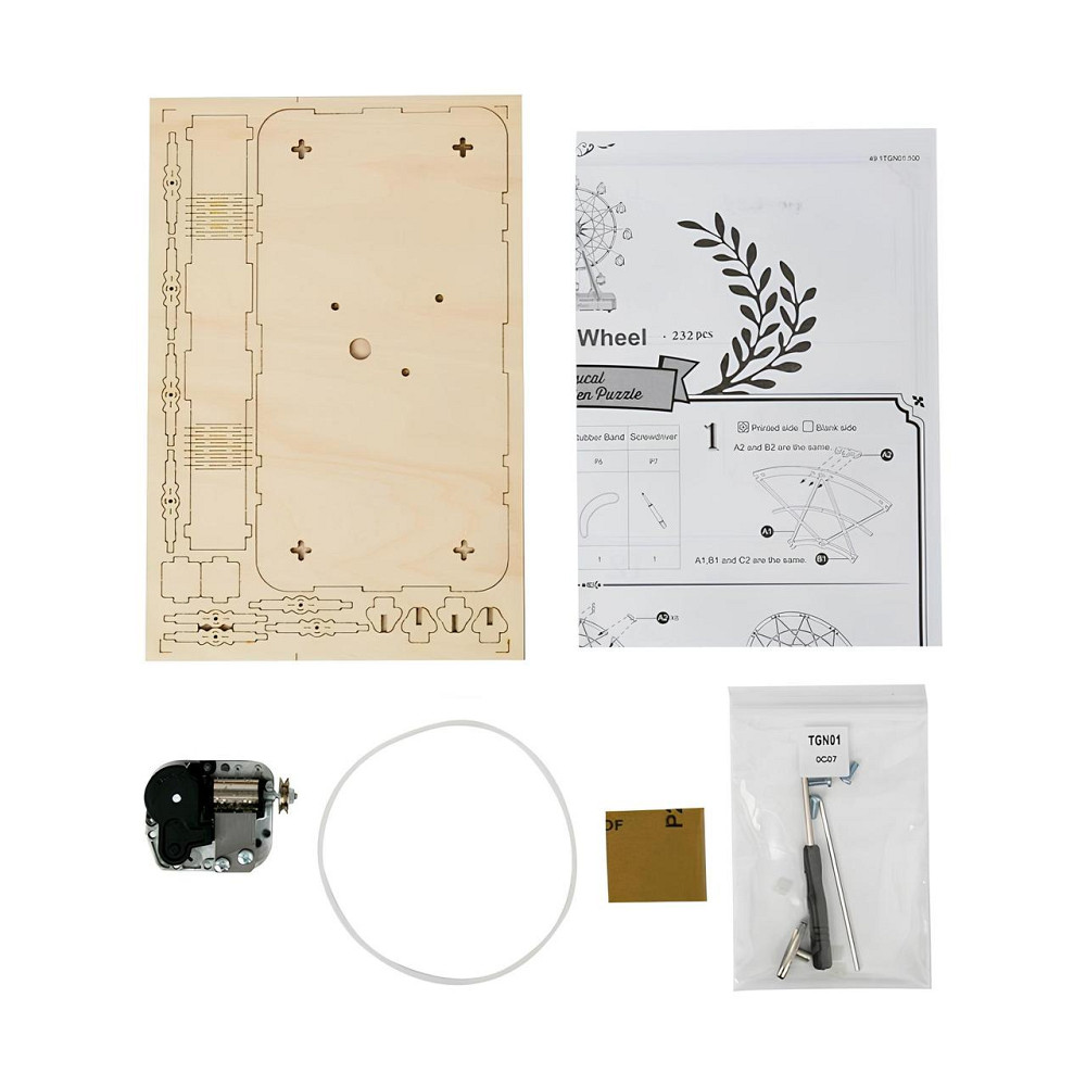 Конструктор Robotime Оглядове колесо 232 деталей. Дерев`яна 3D модель з музикою 28*10*34 см Київ - фото 6