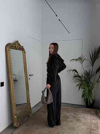 Женский повседневный велюровый костюм двойка: кофта и штаны плотный турецкий велюр Черный, 48/52 Одесса