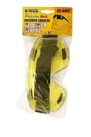 Окуляри-напівмаска закриті MASTERTOOL ANTI-SCRATCH 4 вентиляційні клапани регульований ремінь l клас жовті 82-0402 Коломия
