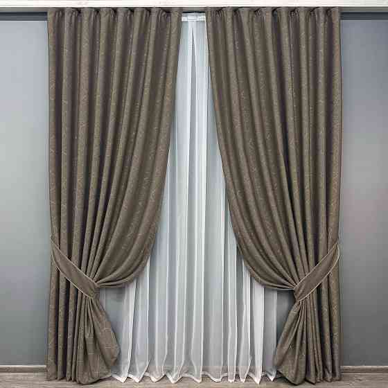 Комплект готових штор VR-Textil Льон Савана № 631ш Какао 200х270 см 2 шт (32-294) Київ