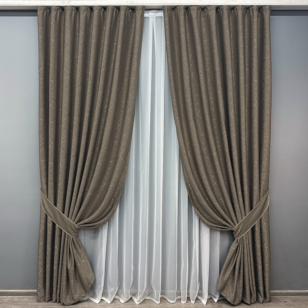Комплект готових штор VR-Textil Льон Савана № 631ш Какао 200х270 см 2 шт (32-294) Київ - фото 2