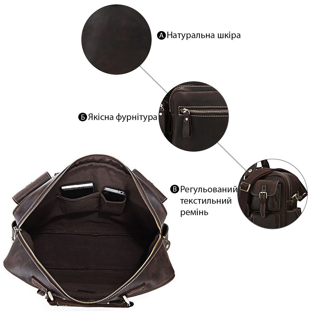 Сумка чоловіча у вінтажному стилі Коричнева (Vintage) Київ - фото 8