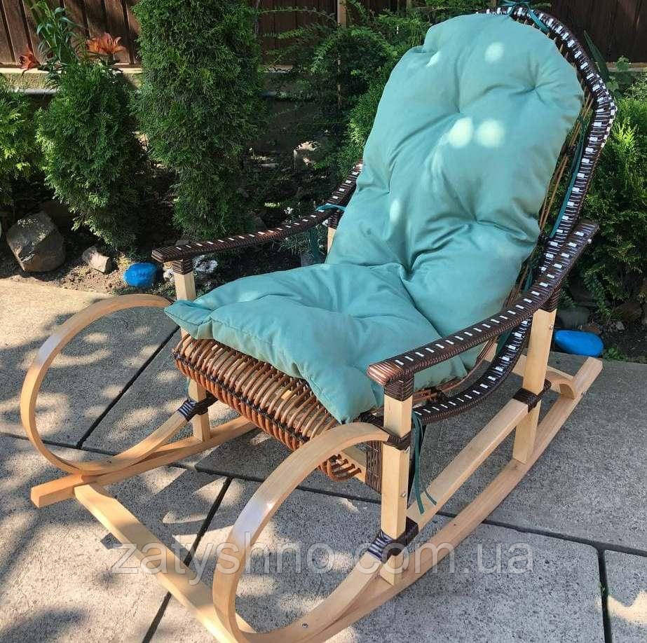 Кресло качалка ротанг с голубой подушкой Киев - изображение 4