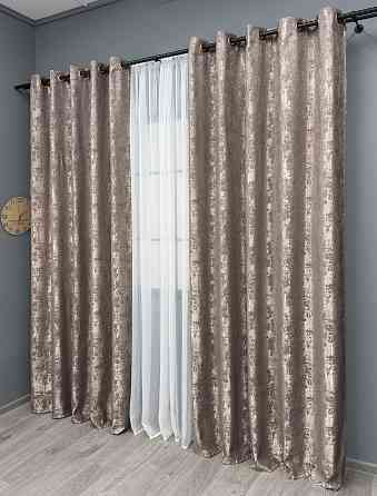 Комплект штор на люверсах VR-Textil Жакард Sultan YL № 1669ш Какао 150х250 см 2 шт (37-0184) Київ