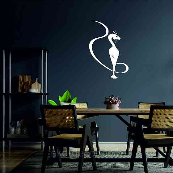 Декоративное настенное 3D Панно «Кот» Декор на стену с объемом 50*34 см, білий Киев