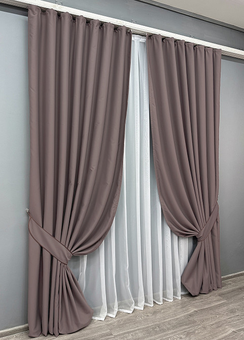 Комплект готових штор VR-Textil Блекаут Midnight № 1233ш Бурий 150х290 см 2 шт (33-0076) Київ - фото 11