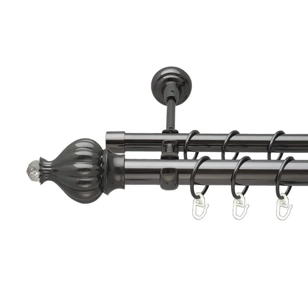 Карниз Orvit Таджа-Кристал металевий дворядний відкритий гладка труба кільце металеве Онікс 25\16 мм 240 см Львов - изображение 1